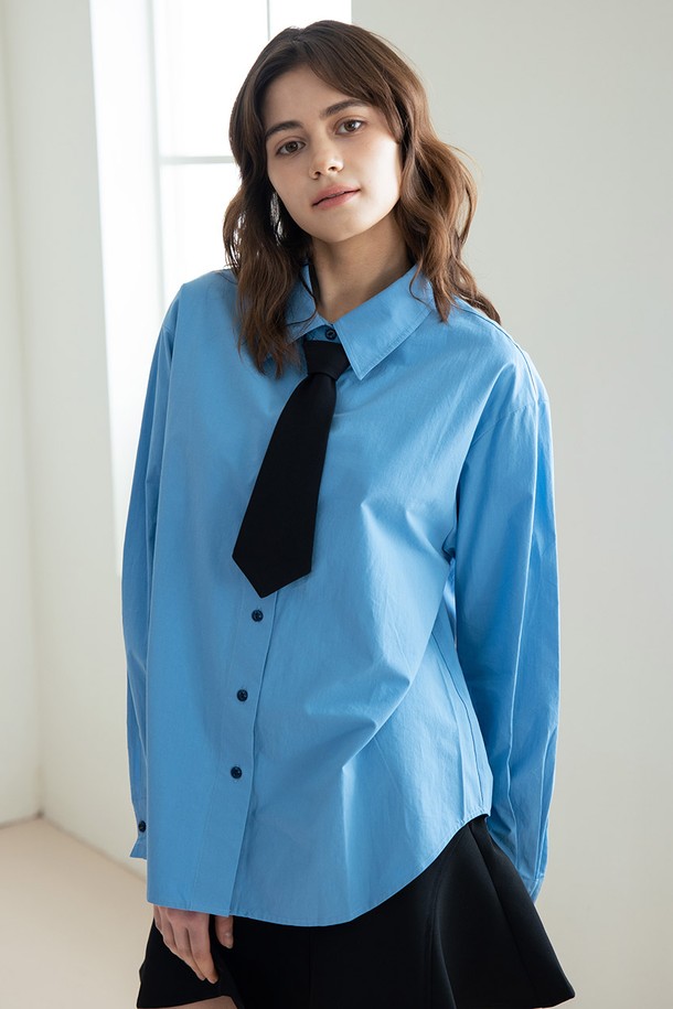 WE'DEE - 셔츠 - WED_Loose-shouldered shirt_BLUE