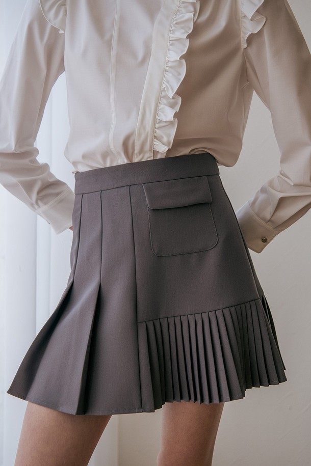 WE'DEE - 미니스커트 - WED_Two pleating pocket skirt