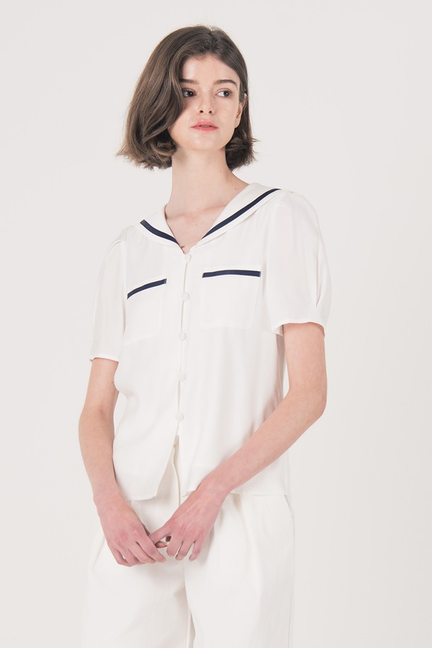 WE'DEE - 블라우스 - WED_Pocket line point simple blouse