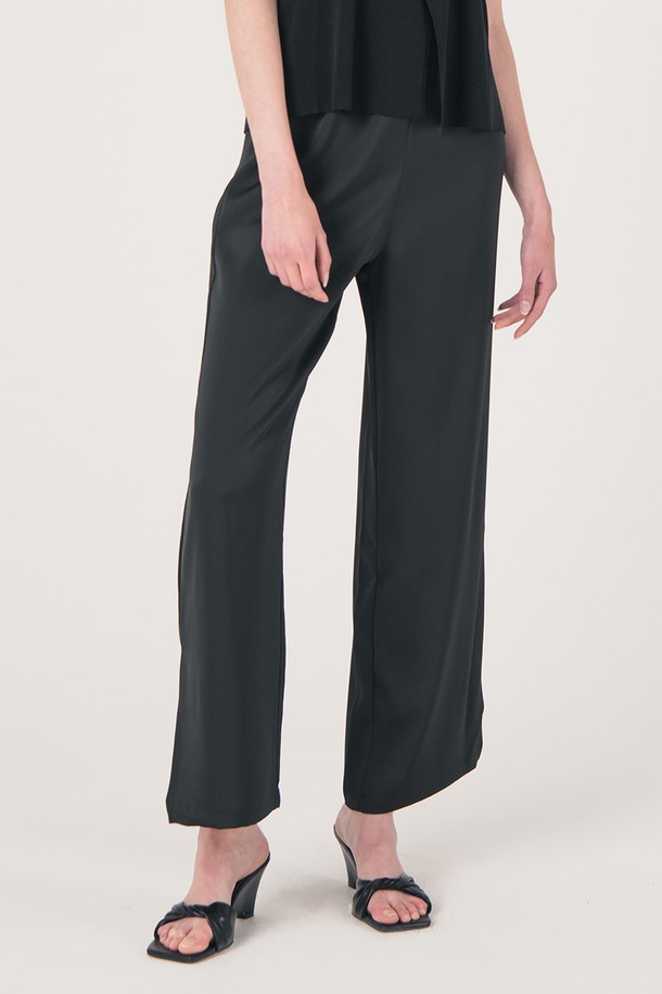 WE'DEE - 롱/미디팬츠 - WED_Satin drape pants_BLACK