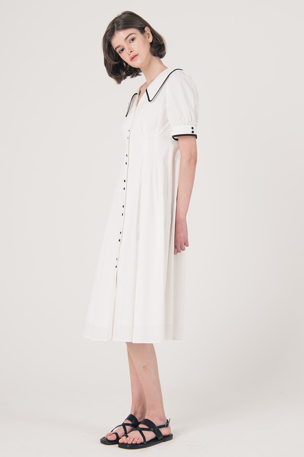 WE'DEE - 반소매 원피스 - WED_A big collar button up dress