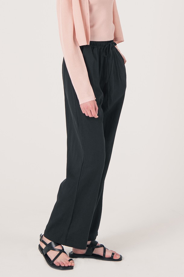 WE'DEE - 롱/미디팬츠 - WED_Linen banding pants_BLACK