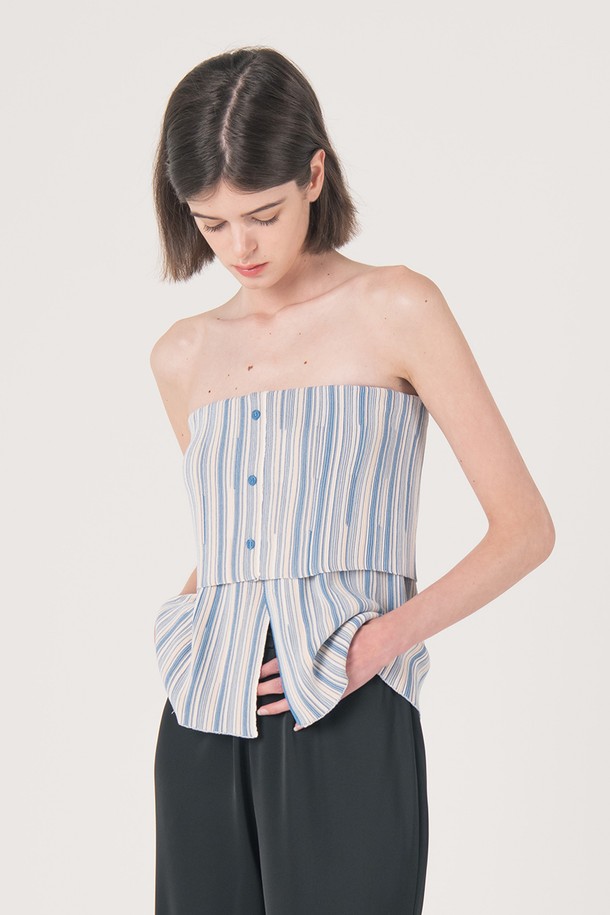 WE'DEE - 베스트 - WED_Tube knit top_BLUE