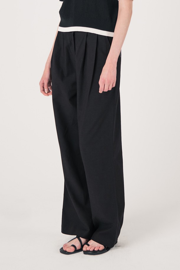 WE'DEE - 롱/미디팬츠 - WED_Two line detail pants_BLACK