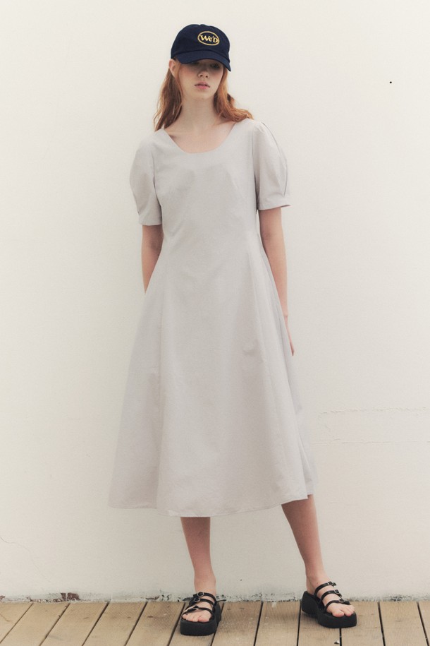 WE'DEE - 반소매 원피스 - WED_French linen puff long dress