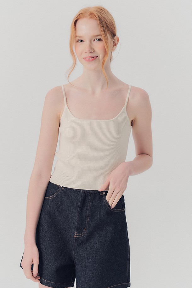 WE'DEE - 민소매티셔츠 - WED_Basic sleeveless knit top_WHITE