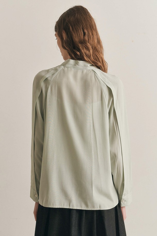 WE'DEE - 블라우스 - WD_String ribbon v-neck blouse_MINT