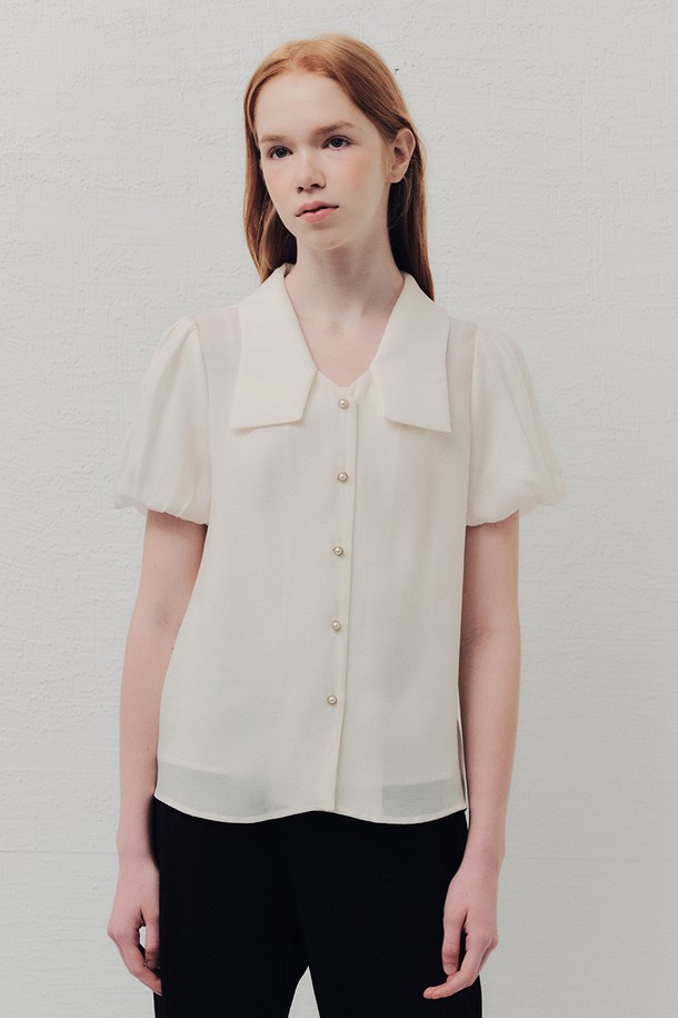 WE'DEE - 블라우스 - WED_Ribbon short-sleeved bow blouse