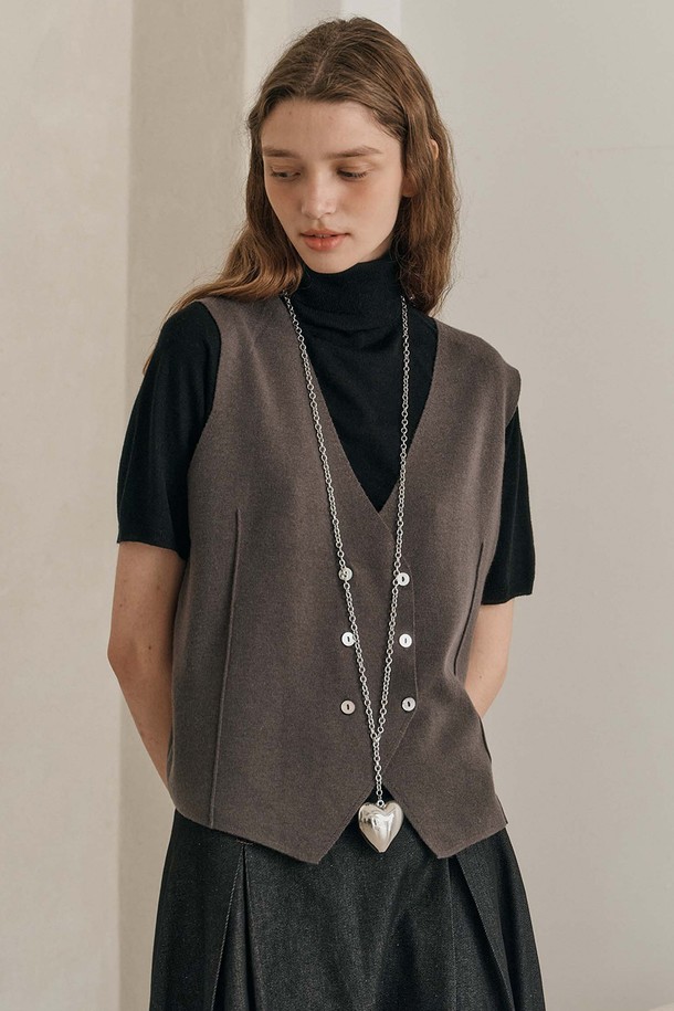 WE'DEE - 베스트 - WD_Classic knit vest_GRAY