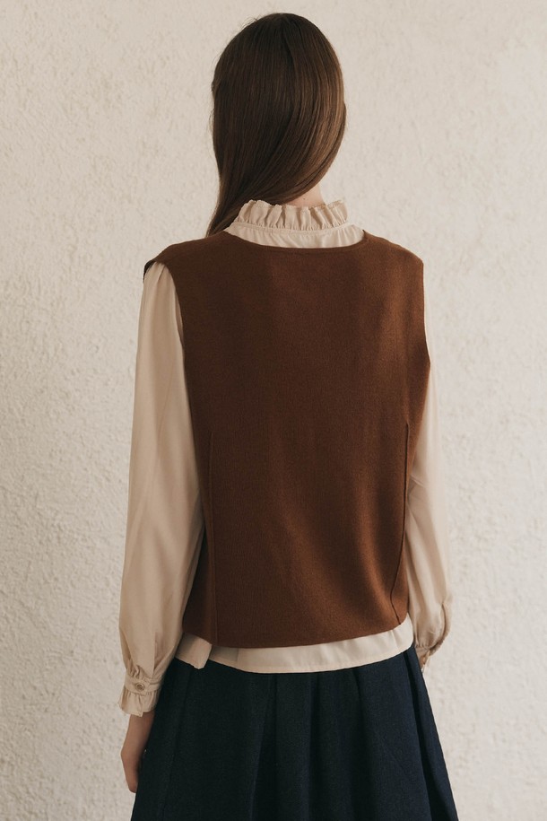 WE'DEE - 베스트 - WD_Classic knit vest_BROWN