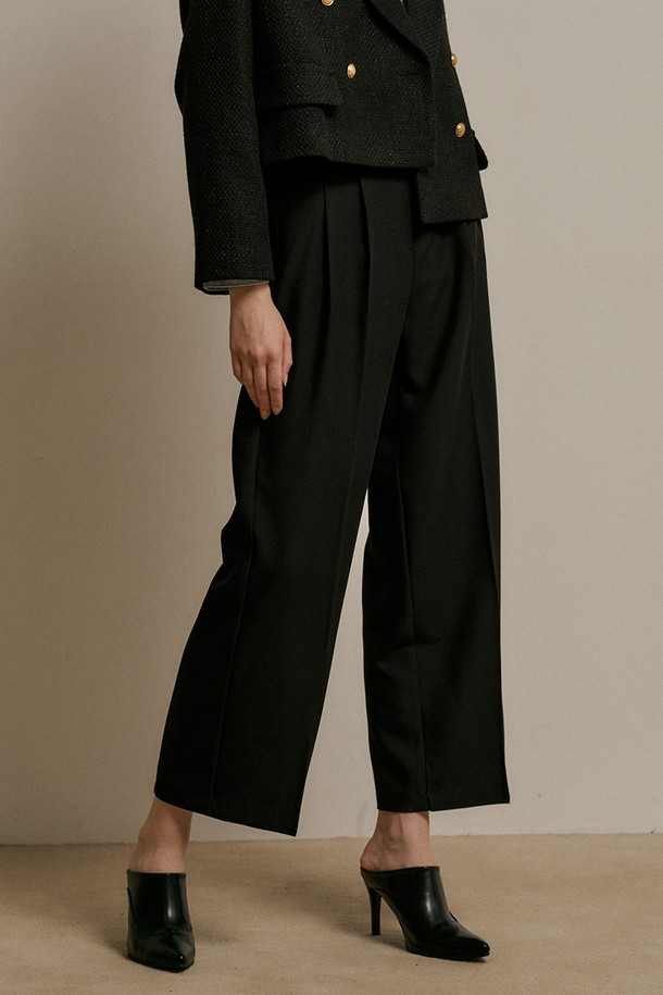 WE'DEE - 롱/미디팬츠 - WD_Minimal black wide pants