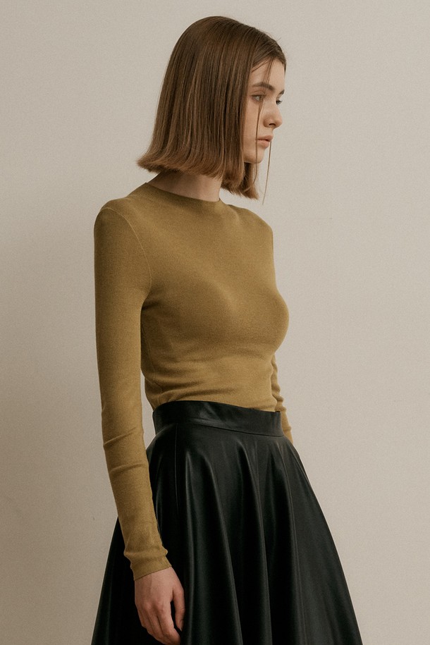 WE'DEE - 스웨터 - WD_Soft wool sweater_OLIVE