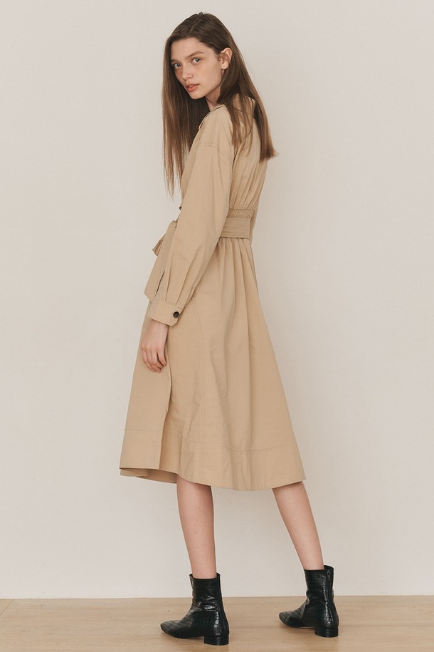 WE'DEE - 긴소매 원피스 - WD_Cotton belted shirt dress_BEIGE