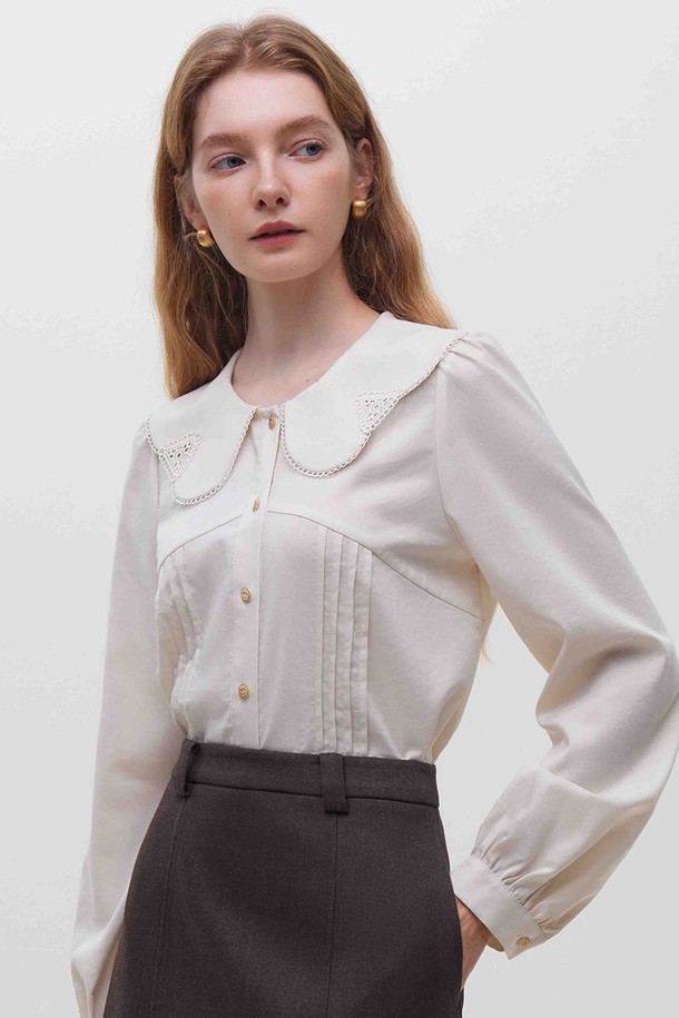 WE'DEE - 블라우스 - WD_Baby collar pleated shirt