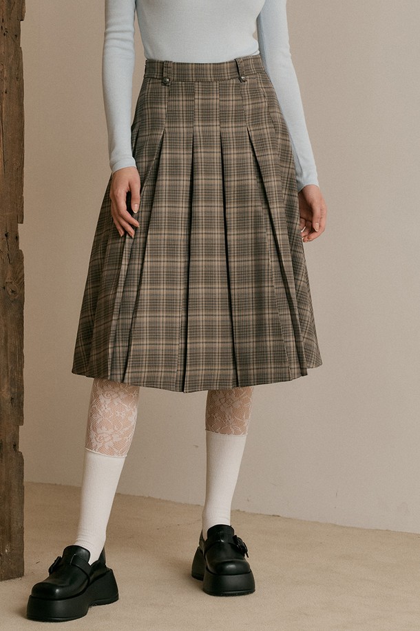 WE'DEE - 미디스커트 - WD_Intellectual plaid set_Skirt