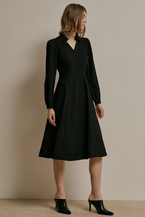 WE'DEE - 긴소매 원피스 - WD_Designed collar button dress