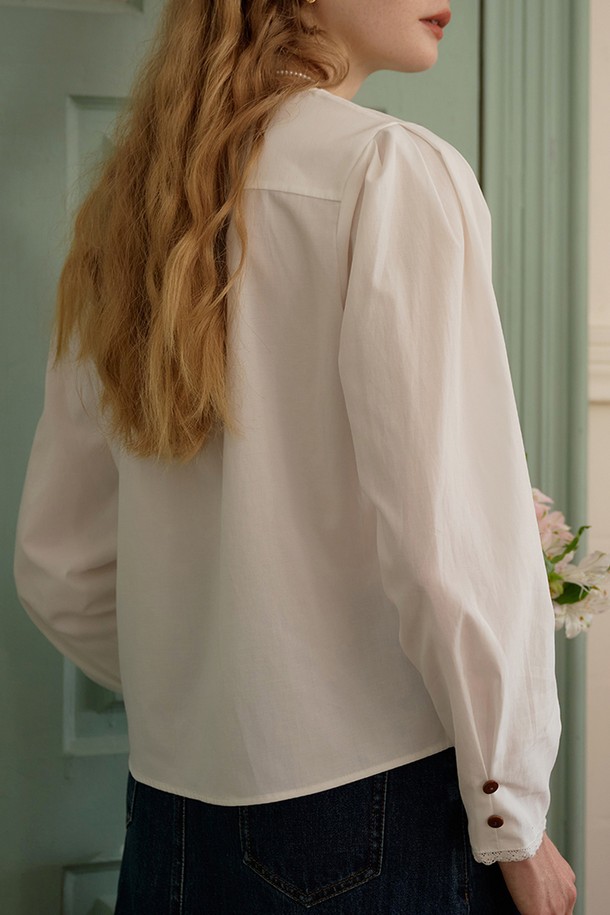 Simple Retro - 블라우스 - SR_French v neck button blouse