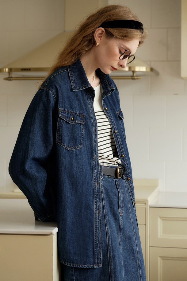 Simple Retro - 셔츠 - SR_Classic double pocket denim shirt