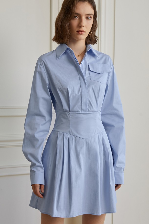 YYIAM - 원피스 - YY_Pocket slim waist shirt dress