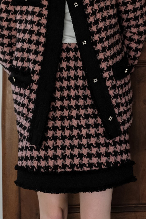 Cest Moidew - 미니스커트 - Cest_Pink houndstooth woolen skirt