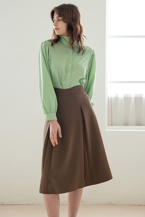 WE'DEE - 롱스커트 - WED_Irregular high-waist skirt_BROWN