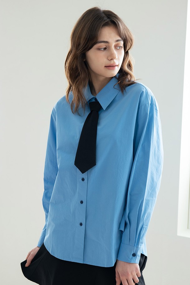 WE'DEE - 셔츠 - WED_Loose-shouldered shirt_BLUE