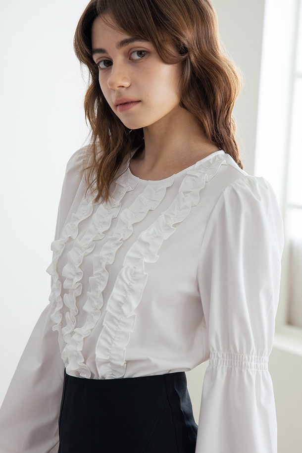 WE'DEE - 블라우스 - WED_French round neck blouse_WHITE