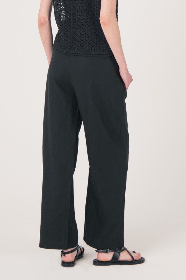 WE'DEE - 롱/미디팬츠 - WED_Linen banding pants_BLACK