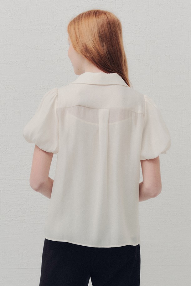 WE'DEE - 블라우스 - WED_Ribbon short-sleeved bow blouse