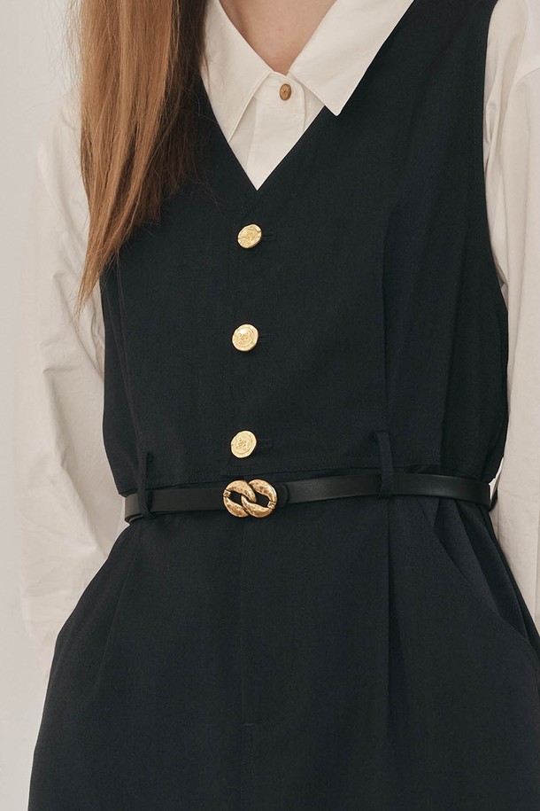 WE'DEE - 긴소매 원피스 - WD_Vest button dress_NAVY