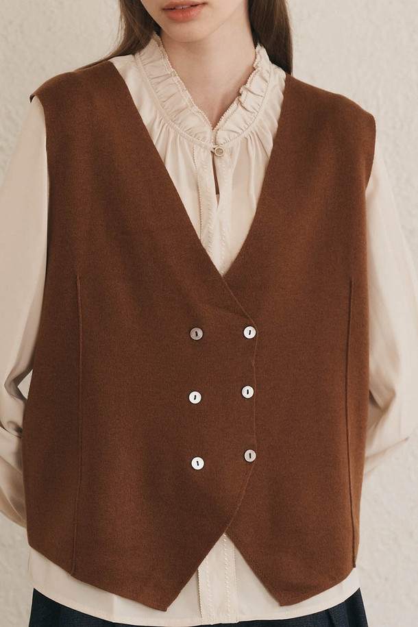 WE'DEE - 베스트 - WD_Classic knit vest_BROWN