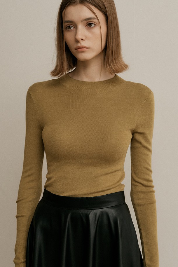 WE'DEE - 스웨터 - WD_Soft wool sweater_OLIVE