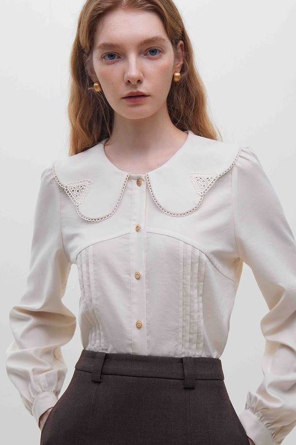 WE'DEE - 블라우스 - WD_Baby collar pleated shirt