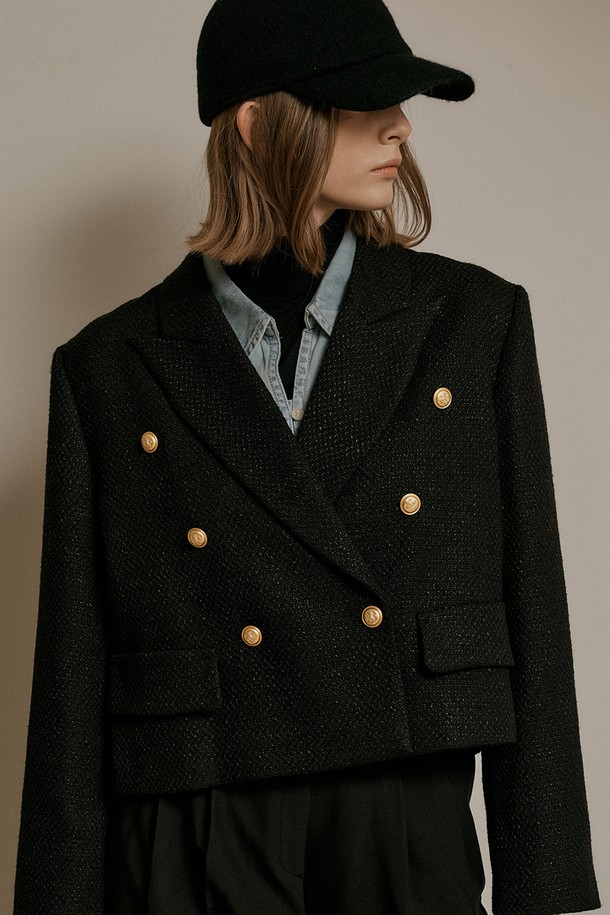 WE'DEE - 자켓 - WD_Fake pocket tweed jacket_BLACK