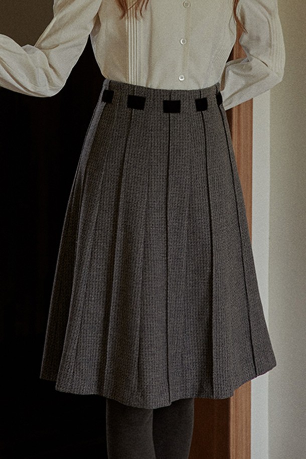 Proud Mary - 미디스커트 - PM_Autumn grid woolen pleated skirt