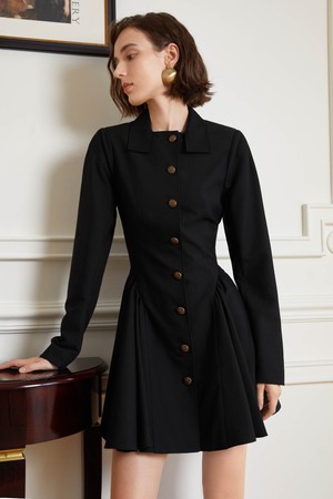 YY_Pleated blazer black dress