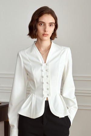 YY_Urban v neck double breasted blouse