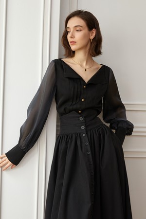 YY_Banquet lapel lantern blouse