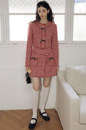 DD_Red houndstooth short skirt