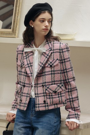 DD_Pink tartan short coat