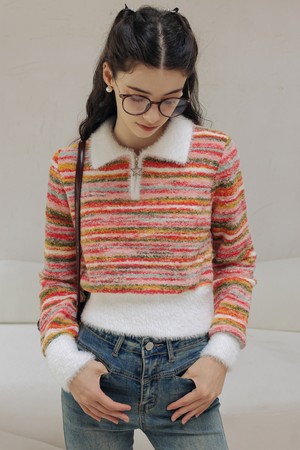 DD_Rainbow striped knitted sweater