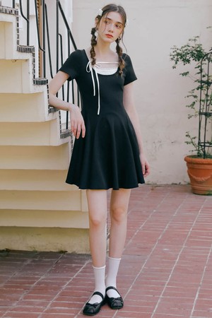 DD_Black a line slim small knitted dress