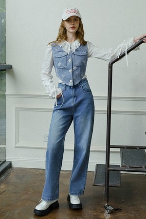 DD_Wide washed denim pants