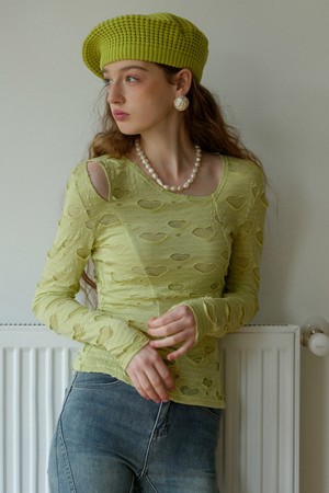 Cest_Heart irregular slim top_GREEN