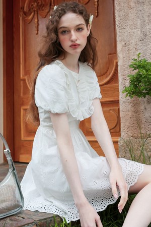 Cest_White angel ruffle dress