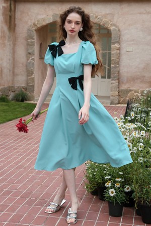 Cest_Blue princess ribbon point dress