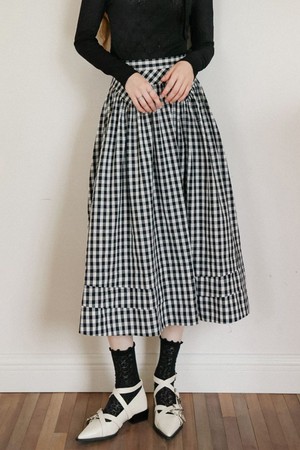 Cest_Vintage checked long skirt