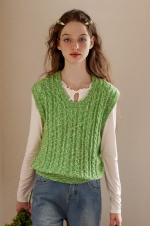 Cest_Cable knit vest_GREEN