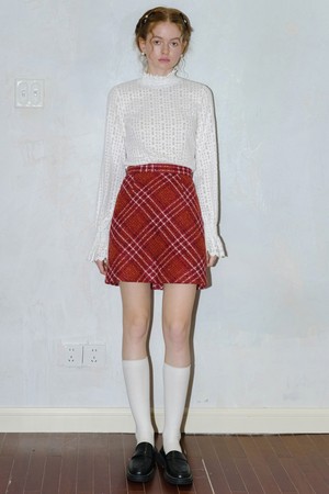 Cest_Holiday red plaid set_Skirt