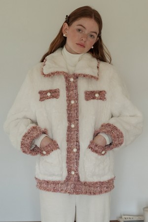 Cest_Fur tweed woolen jacket